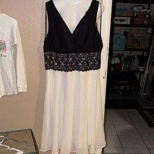 Elegant Black and White Lace Dress